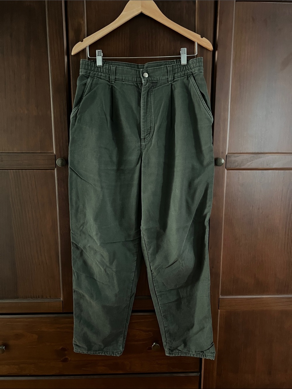 Vtg Gorpcore Granola Pathfinder Flannel Lined Canvas Pants W8 High Rise USA